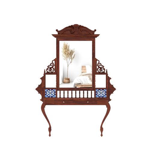 Aesthetic Natural Brown Heritage Finished Handmade Wooden Mirror