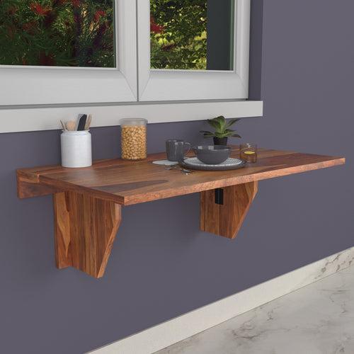 Cheverlet Light Style Handmade Wooden Wall Dining Table with Chair