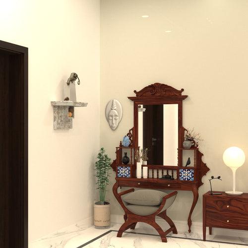 Aesthetic Natural Brown Heritage Finished Handmade Wooden Mirror