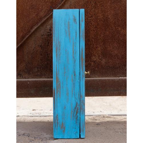 Traditional Blue Distressed Finished Wooden Handmade Wall Cabinet