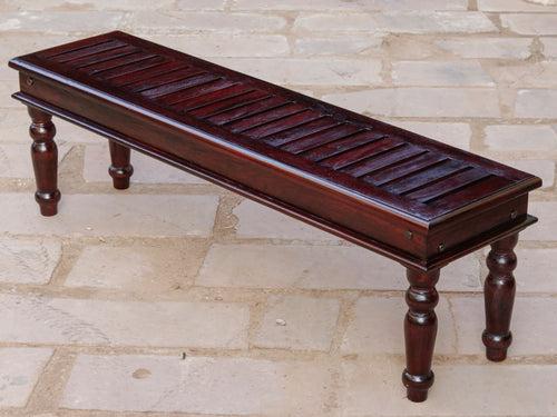 Delight Dark Mahogany Stripped Wooden Handmade Seating Bench