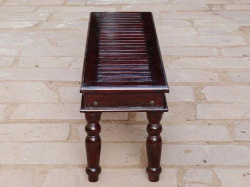 Delight Dark Mahogany Stripped Wooden Handmade Seating Bench