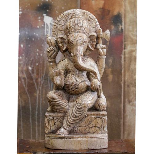 Traditional Spiritual Lord Ganesh Wooden Hand-Carved Wooden Wall Decor