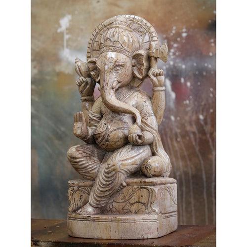 Traditional Spiritual Lord Ganesh Wooden Hand-Carved Wooden Wall Decor