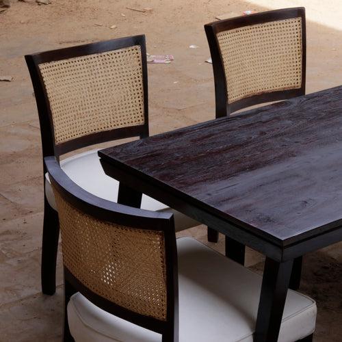 Dark Antique Mahogany Cane Back Wooden Handmade Dining Set