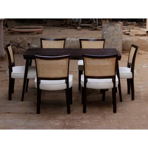 Dark Antique Mahogany Cane Back Wooden Handmade Dining Set