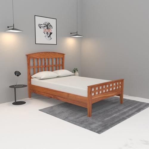 Teak Wood Single Bed in Light Brown Finish (Teak wood )