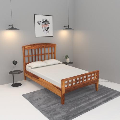 Teak Wood Single Bed in Light Brown Finish (Teak wood )