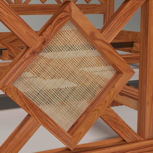 Solid Teak Cane Diamond shape Bed ( Sheesham wood )