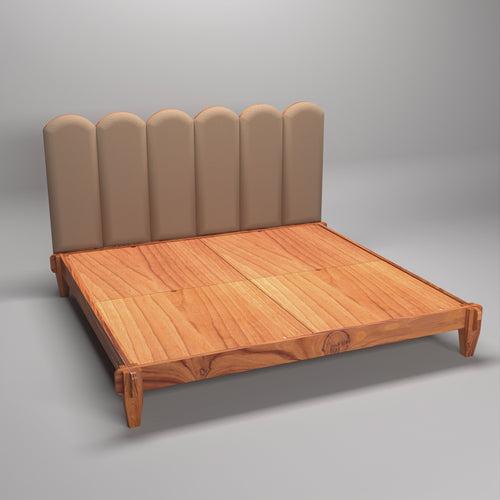 Solid Teak upholstered Headboard Classic Design Bed (Teak wood )