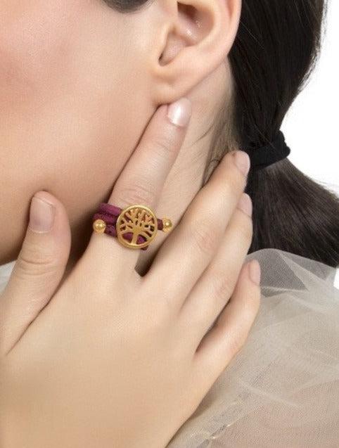 Tree of Life Cork 18K Gold Plated Ring