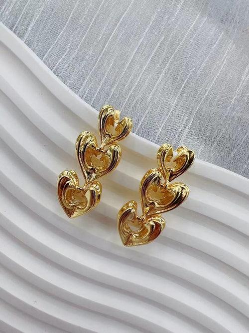 Triple Heart Statement Earrings