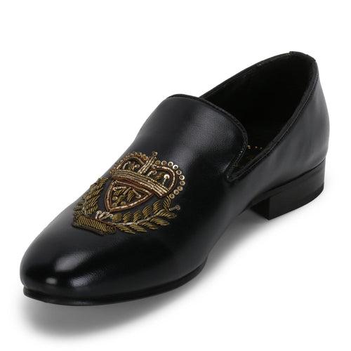 Bern Black Hand-Embroidered Ethnic Slip-Ons