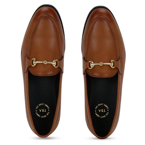 Henley Tan Horsebit Buckle Loafers.