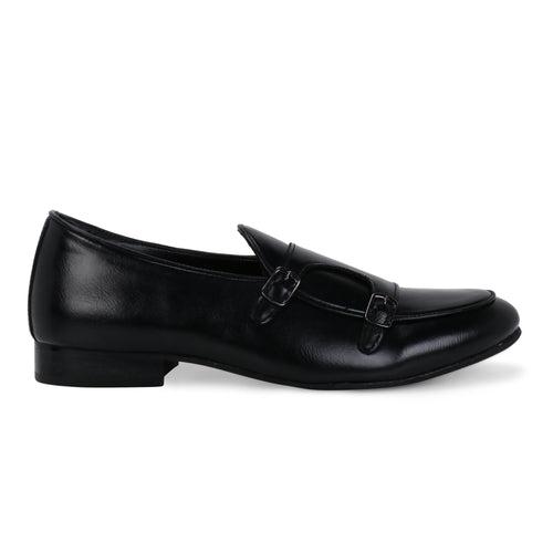 Bello Black Double Monk Loafers