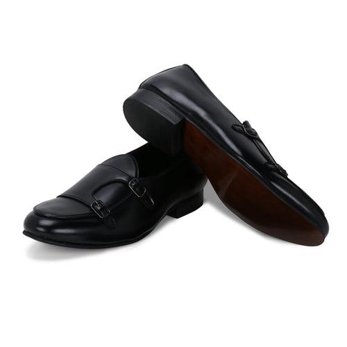 Bello Black Double Monk Loafers