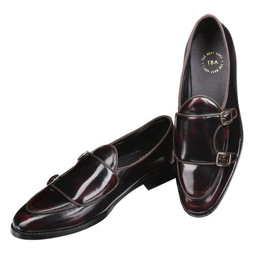 Bello Patent Cherry/Black Double Monk Loafers