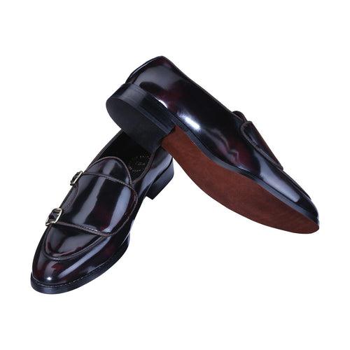 Bello Patent Cherry/Black Double Monk Loafers