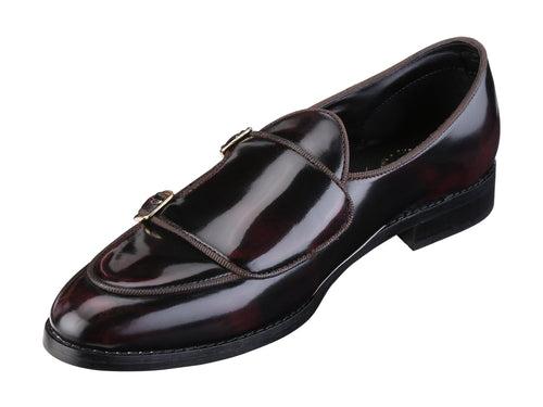 Bello Patent Cherry/Black Double Monk Loafers