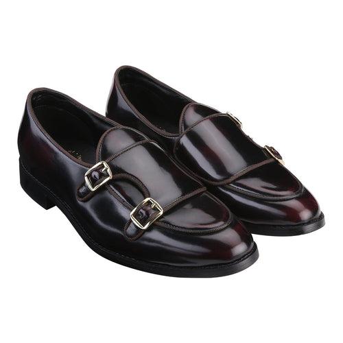 Bello Patent Cherry/Black Double Monk Loafers