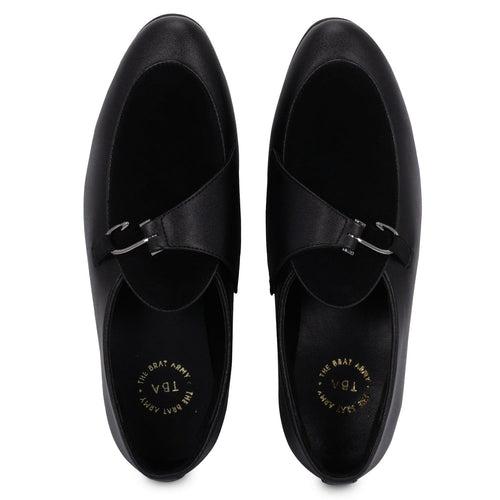Anchor Black  Buckle Loafers.