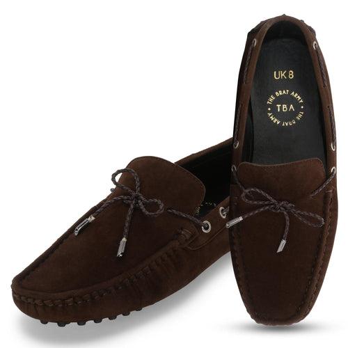 Aza Brown Suede Driving Loafers