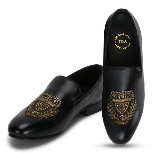 Bern Black Hand-Embroidered Ethnic Slip-Ons