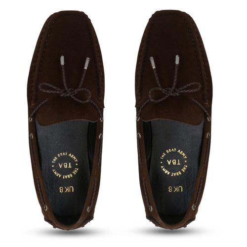 Aza Brown Suede Driving Loafers