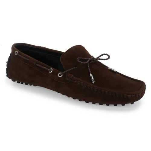 Aza Brown Suede Driving Loafers