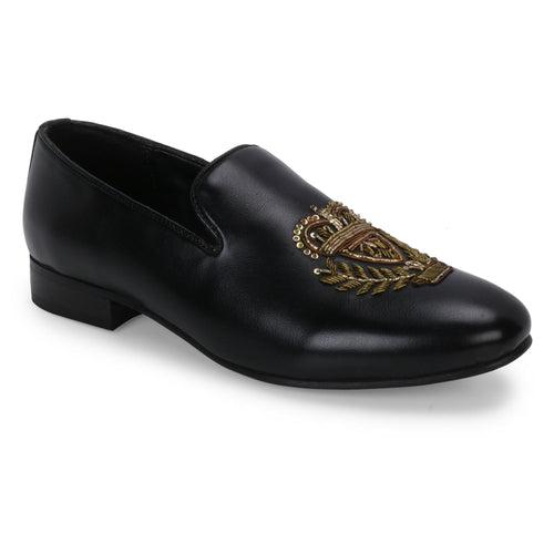 Bern Black Hand-Embroidered Ethnic Slip-Ons