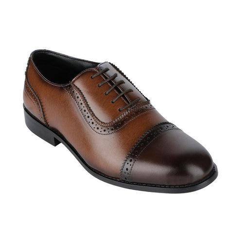 Wiltshire Classic Dual-tone Tan And Brown Captoe Oxfords