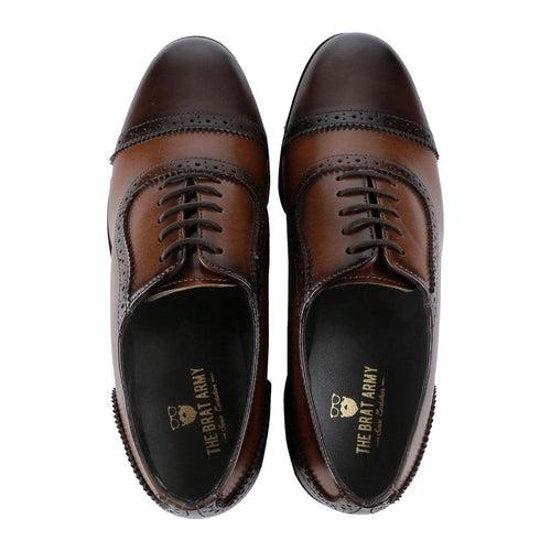 Wiltshire Classic Dual-tone Tan And Brown Captoe Oxfords