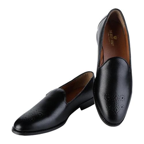 Assisi Timeless Medallion Toe Black Slipper Shoes