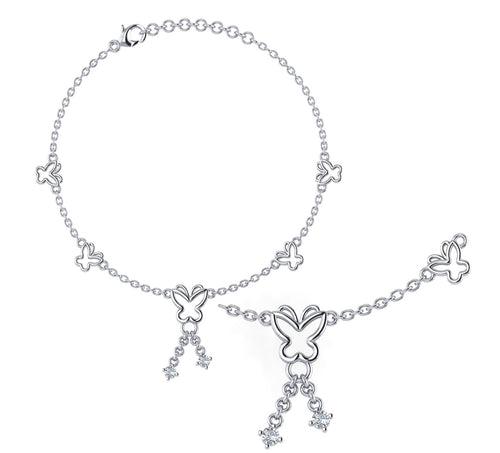 Butterfly Stack Sterling Silver Anklet
