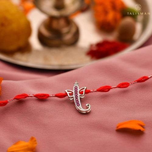 Divine Shree Ganesha Silver Rakhi