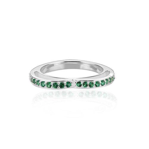 Sparkling Green Pave' Eternity Heart Ring