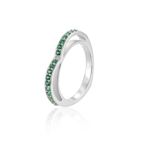 Sparkling Green Pave' Eternity Heart Ring