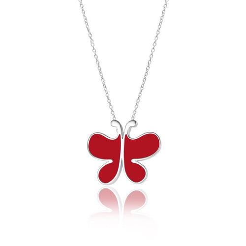 Fluttering Red Butterfly Necklace