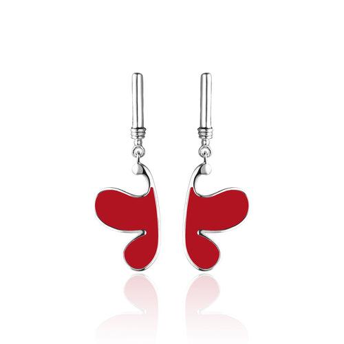 Fluttering Red Butterfly Drop Earrings