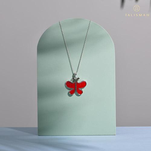 Fluttering Red Butterfly Necklace