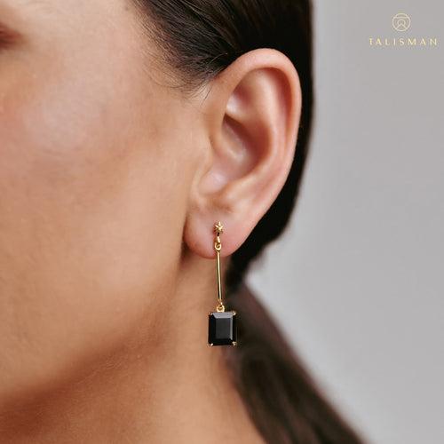 Black Star Drop Earrings