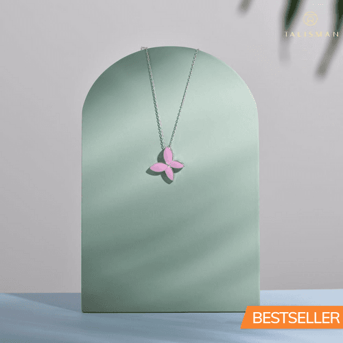 Pink Butterfly Wings Necklace