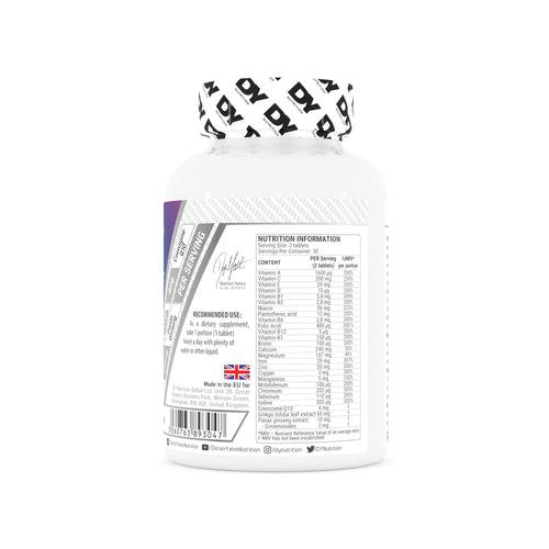 DY Nutrition Multivitamin Complex - 60Caps (Each serving delivers the 24 key vitamins and minerals, plus 4mg Co-enzyme Q-10 and 220mg Panax Ginseng (adaptogens).