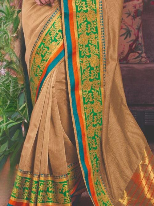 Beige Premium Cotton Silk Saree