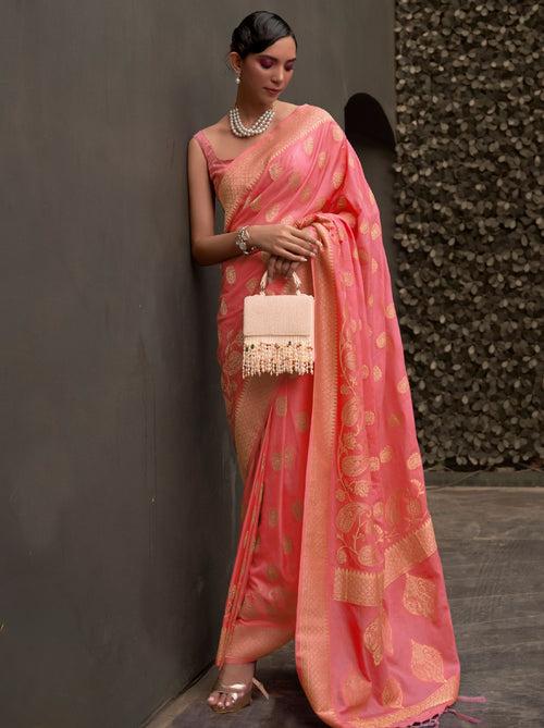 Imperial Red Designer Chinon Silk Saree