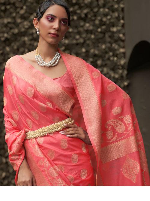 Imperial Red Designer Chinon Silk Saree