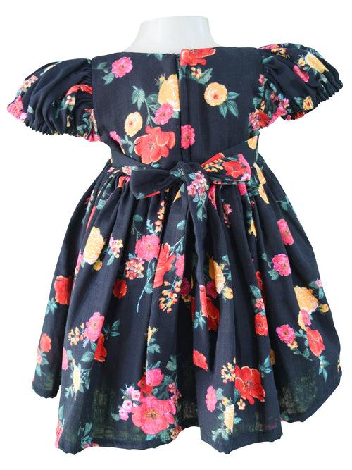 Faye Black Floral Puff Sleeve Dress