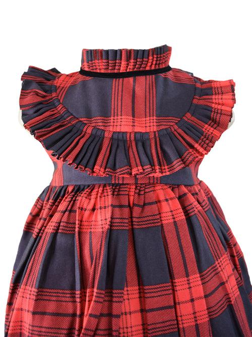 Faye Black & Red Checks Ruffled Dress