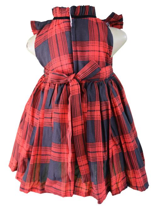 Faye Black & Red Checks Ruffled Dress