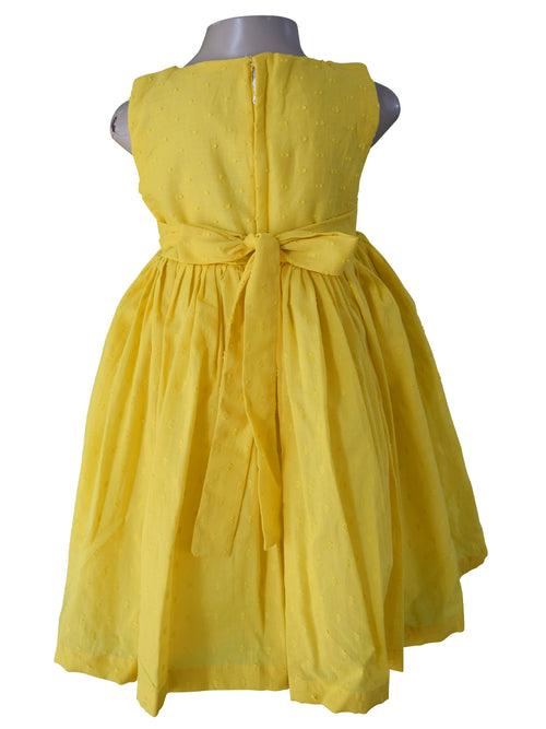 Faye Yellow Swissdot V-Neck Dress